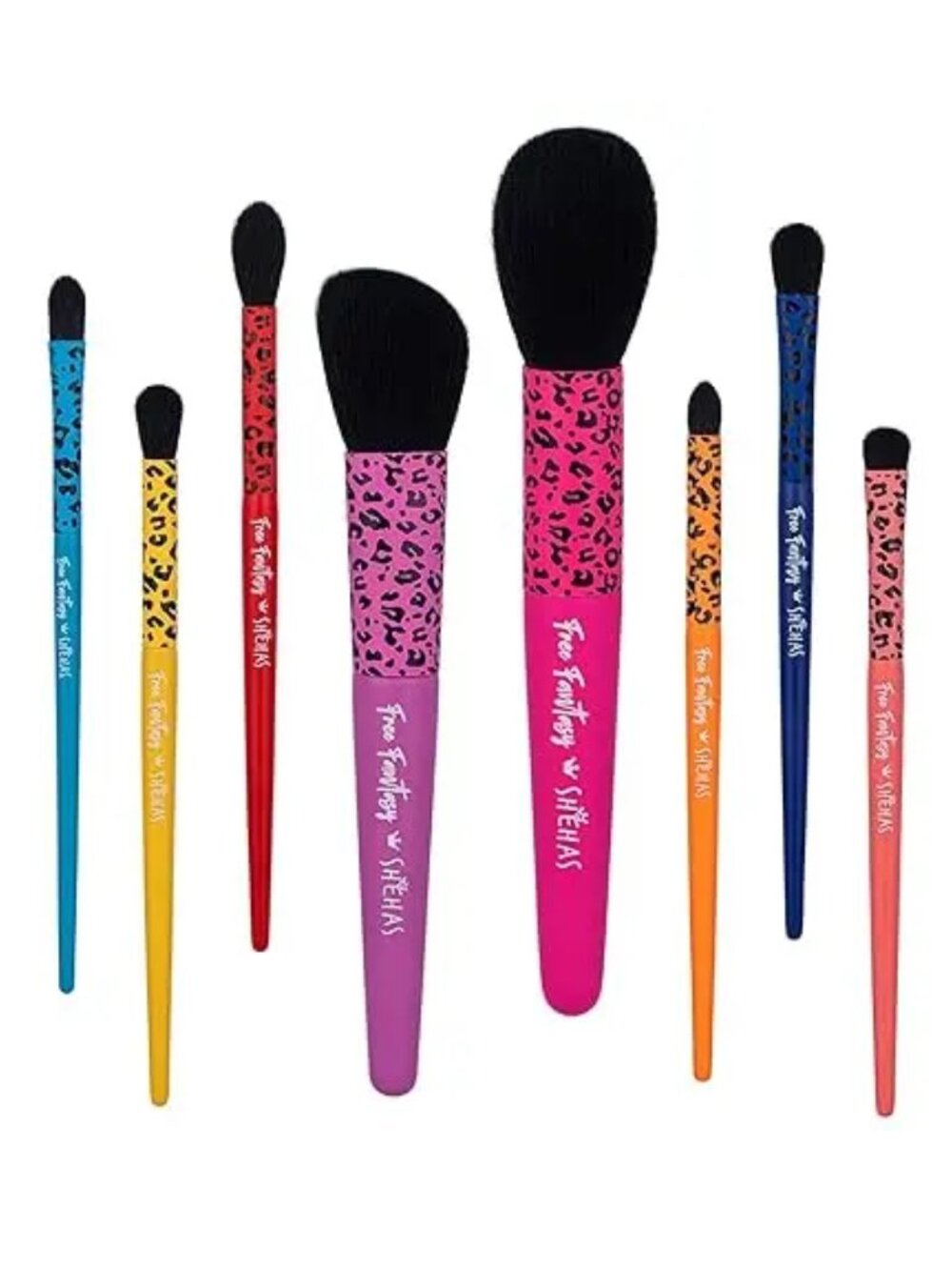 SHEHAS 8-Piece Multi-Colored Leopard Print Makeup Brush Set - NEW NIB
